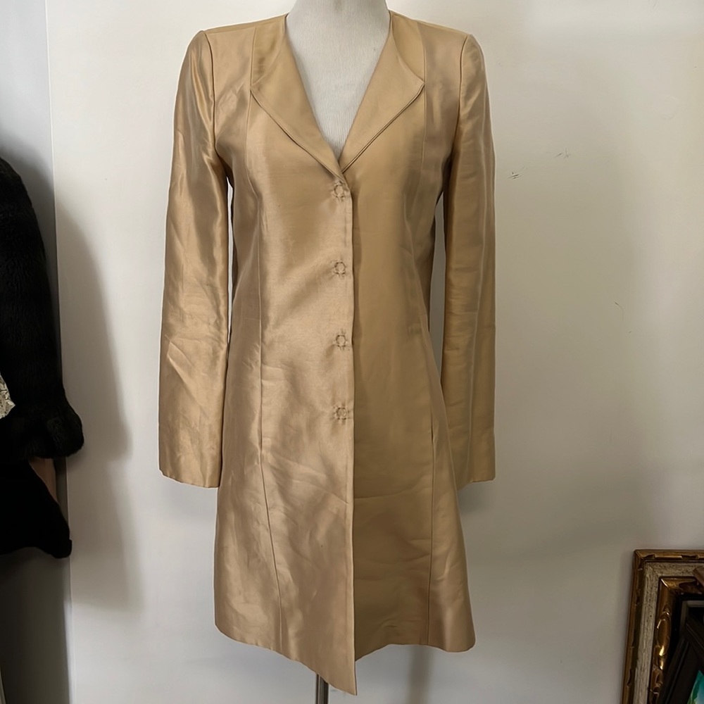 Tara Jarmon Gold Satin Trench Coat